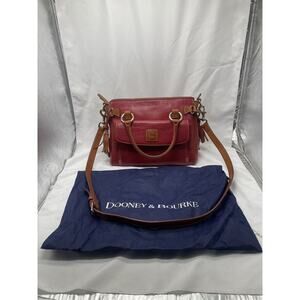 Dooney & Bourke Crimson Pebble Leather Pocket Satchel Tassels w/ Shoulder Strap